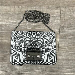 Furla Black and White Patterned Women's Bag
